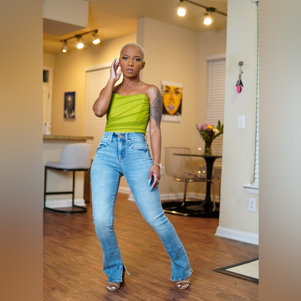 Strapless Lime Green Ruched Women's Top
